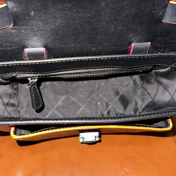 🔥🔥🔥Michael Kors Manhattan Black Leather Multicolor Top Handle Crossbody Bag - Picture 14 of 16